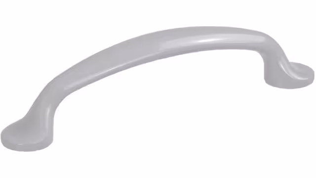 Griff Pfedelbach Metall - hellgrau Pulver - 125 mm lang vor weißem Hintergrund