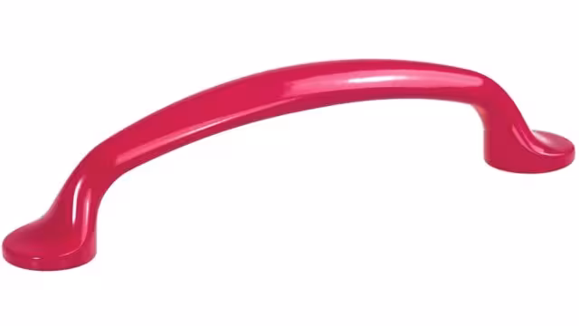 Griff Pfedelbach Metall - Rosa seiden glänzend Pulverbeschichtung - 125 mm lang vor weißem Hintergrund