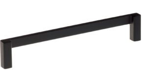 Griff Schlangen Metall - Schwarz Struktur Pulverbeschichtung - 170 mm lang vor weißem Hintergrund