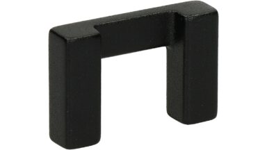 Griff Schlangen Metall - Schwarz Struktur Pulverbeschichtung - 42 mm lang vor weißem Hintergrund