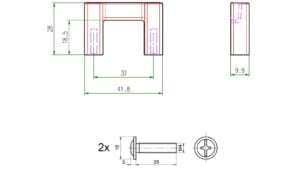 Griff Schlangen Metall - Schwarz Struktur Pulverbeschichtung - 42 mm lang  vor weißem Hintergrund