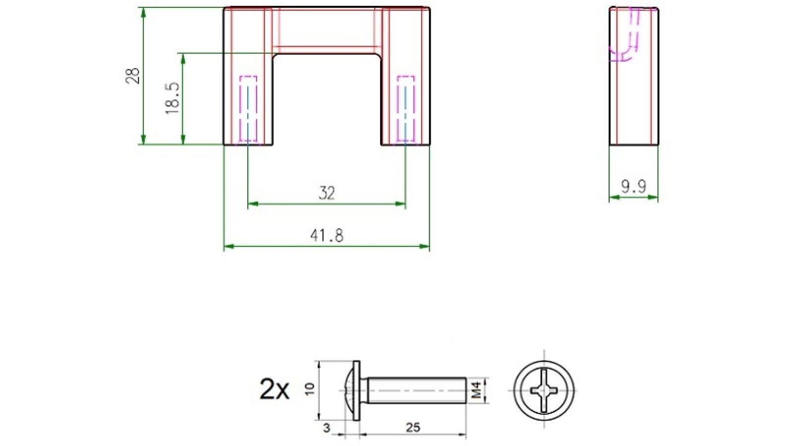 Griff Schlangen Metall - Schwarz Struktur Pulverbeschichtung - 42 mm lang  vor weißem Hintergrund