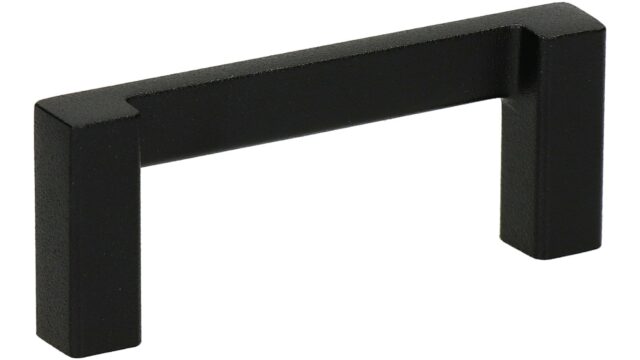 Griff Schlangen Metall - Schwarz Struktur Pulverbeschichtung - 74 mm lang  vor weißem Hintergrund
