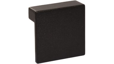 Griff Schmitten Metall - Schwarz Struktur Pulverbeschichtung - 50 mm lang vor weißem Hintergrund