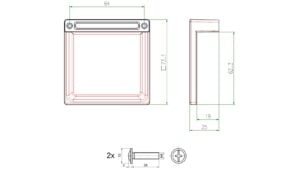 Griff Schmitten Metall - Schwarz Struktur Pulverbeschichtung - 73 mm lang  vor weißem Hintergrund