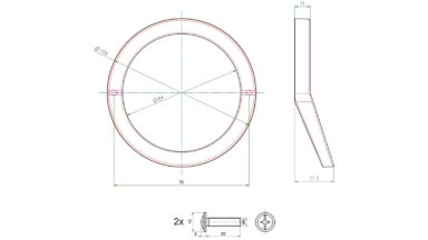 Griff Schönwalde-Glien Metall - Chrom glänzend galvanisiert - 106 mm lang  vor weißem Hintergrund