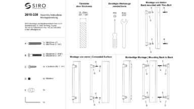 Griff Südharz Druckguss nickel glänzend - 339 mm lang  vor weißem Hintergrund