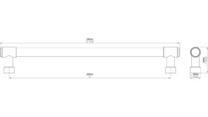 Griff Südharz Druckguss vernickelt feingeschliffen - 339 mm lang  vor weißem Hintergrund