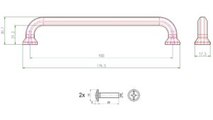 Griff Südlohn Metall - schwarze Struktur Pulver - 177 mm lang  vor weißem Hintergrund