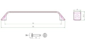 Griff Timmendorfer Strand Metall - Schwarz matt Pulverbeschichtung - 181 mm lang  vor weißem Hintergrund