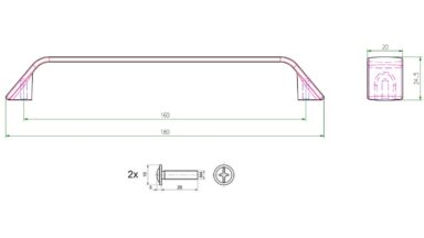 Griff Timmendorfer Strand Metall - Schwarz matt Pulverbeschichtung - 181 mm lang  vor weißem Hintergrund
