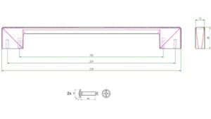 Griff Vettweiß Metall - Weiß seidenmatt Pulverbeschichtung - 239 mm lang  vor weißem Hintergrund