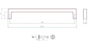 Griff Waltenhofen Metall - Schwarz matt Pulverbeschichtung - 202 mm lang  vor weißem Hintergrund