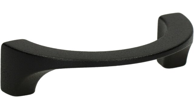 Griff Weilmünsterarktflecken Metall - Schwarz Struktur Pulverbeschichtung - 74 mm lang  vor weißem Hintergrund