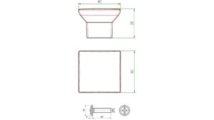 Knopf Bad Breisig Metall - Schwarz seidenmatt Pulverbeschichtung - 40 mm lang  vor weißem Hintergrund