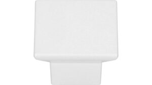 Knopf Bad Breisig Metall - Weiß seidenmatt Pulverbeschichtung - 40 mm lang  vor weißem Hintergrund