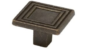 Knopf Biblis Metall - patiniertes Messing - 30 mm lang  vor weißem Hintergrund