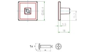 Knopf Biblis Metall - patiniertes Messing - 30 mm lang  vor weißem Hintergrund