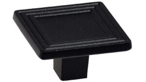 Knopf Biblis Metall - Schwarz seidenmatt Pulverbeschichtung - 30 mm lang  vor weißem Hintergrund