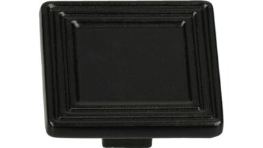 Knopf Biblis Metall - Schwarz seidenmatt Pulverbeschichtung - 38 mm lang  vor weißem Hintergrund