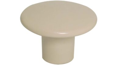 Knopf Hainichen Metall - Beige matt Pulverbeschichtung - 32 mm lang  vor weißem Hintergrund