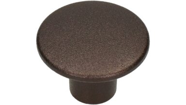 Knopf Hainichen Metall - Braun Marone Pulverbeschichtung - 32 mm lang  vor weißem Hintergrund