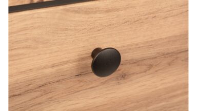 Knopf Hainichen Metall - Schwarz Struktur Pulverbeschichtung - 32 mm lang  vor weißem Hintergrund