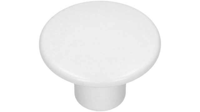 Knopf Hainichen Metall - Weiß seidenmatt Pulverbeschichtung - 32 mm lang vor weißem Hintergrund