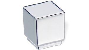 Knopf Kabelsketal Metall - Chrom glänzend galvanisiert - 20 mm lang  vor weißem Hintergrund