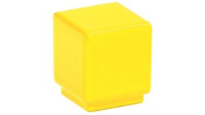 Knopf Kabelsketal Metall - Gelb seiden glänzend Pulverbeschichtung - 20 mm lang  vor weißem Hintergrund