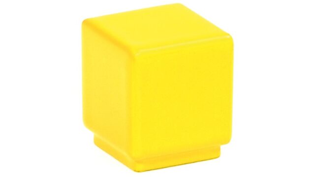 Knopf Kabelsketal Metall - Gelb seiden glänzend Pulverbeschichtung - 20 mm lang vor weißem Hintergrund