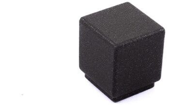 Knopf Kabelsketal Metall - Graphit Marone Pulverbeschichtung - 20 mm lang  vor weißem Hintergrund