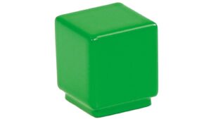 Knopf Kabelsketal Metall - Grün seiden glänzend Pulverbeschichtung - 20 mm lang  vor weißem Hintergrund