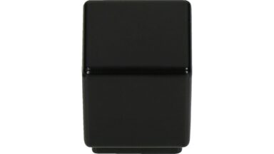 Knopf Kabelsketal Metall - Schwarz seidenmatt Pulverbeschichtung - 20 mm lang  vor weißem Hintergrund