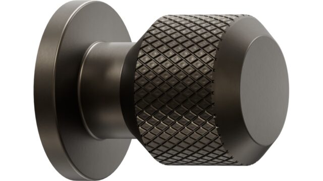 Knopf MANOR-ROUND Zink - Mattbronze - 30 mm lang vor weißem Hintergrund