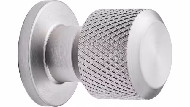 Knopf MANOR-ROUND Zink - Edelstahloptik - 30 mm lang vor weißem Hintergrund