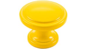 Knopf Nittendorf Metall - Gelb seiden glänzend Pulverbeschichtung - 30 mm lang  vor weißem Hintergrund