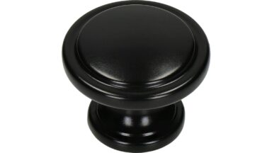 Knopf Nittendorf Metall - Schwarz seidenmatt Pulverbeschichtung - 30 mm lang vor weißem Hintergrund