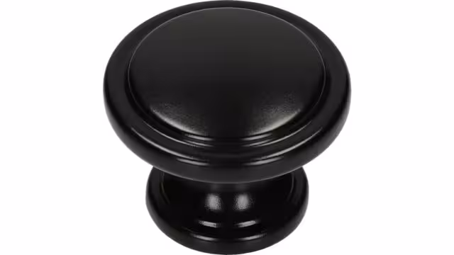 Knopf Nittendorf Metall - Schwarz seidenmatt Pulverbeschichtung - 30 mm lang vor weißem Hintergrund