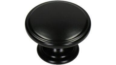 Knopf Nittendorf Metall - Schwarz seidenmatt Pulverbeschichtung - 39 mm lang  vor weißem Hintergrund