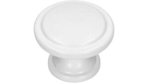 Knopf Nittendorf Metall - Weiß seidenmatt Pulverbeschichtung - 30 mm lang  vor weißem Hintergrund