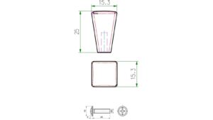 Knopf Nonnweiler Metall - patiniertes Messing - 15 mm lang  vor weißem Hintergrund