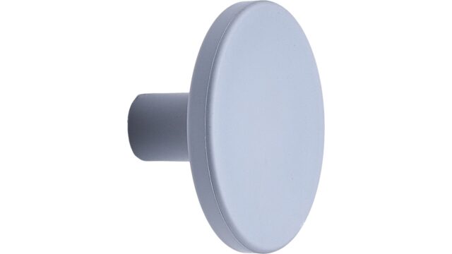 Knopf PLATO OceanIX Plastix Kunststoff - Grau - 42 mm lang vor weißem Hintergrund