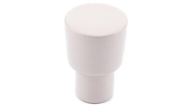 Knopf Sonsbeck Metall - Beige matt Pulverbeschichtung - 16 mm lang  vor weißem Hintergrund