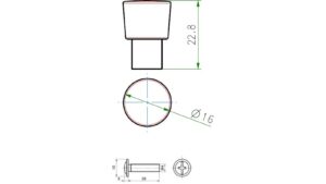 Knopf Sonsbeck Metall - Schwarz Struktur Pulverbeschichtung - 16 mm lang  vor weißem Hintergrund