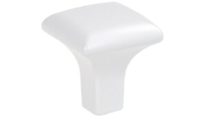 Knopf Teterow Metall - Weiß seidenmatt Pulverbeschichtung - 25 mm lang  vor weißem Hintergrund