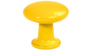 Knopf Wertingen Metall - Gelb seiden glänzend Pulverbeschichtung - 25 mm lang  vor weißem Hintergrund