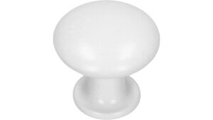 Knopf Wertingen Metall - Weiß seidenmatt Pulverbeschichtung - 25 mm lang  vor weißem Hintergrund