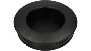 Muschel Barntrup Metall - Schwarz matt Pulverbeschichtung - 60 mm lang vor weißem Hintergrund