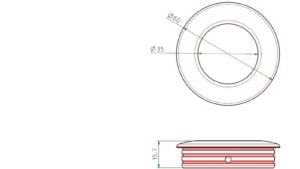 Muschel Barntrup Metall - Schwarz matt Pulverbeschichtung - 60 mm lang  vor weißem Hintergrund